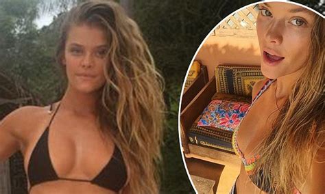 Nina Agdal Shows Off Her Envy Inducing Abs And Cleavage In A Crochet Bikini Daily Mail Online