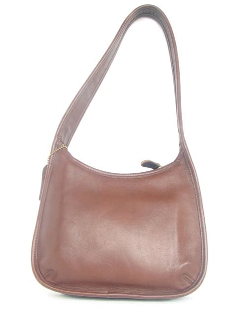 Coach Brown Leather Mini Zip Shoulder Bag Authentic 9020