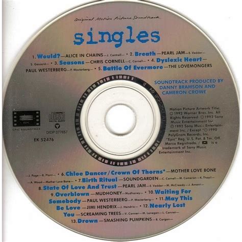 Singles Original Motion Picture Soundtrack By Pearl Jam Alice In