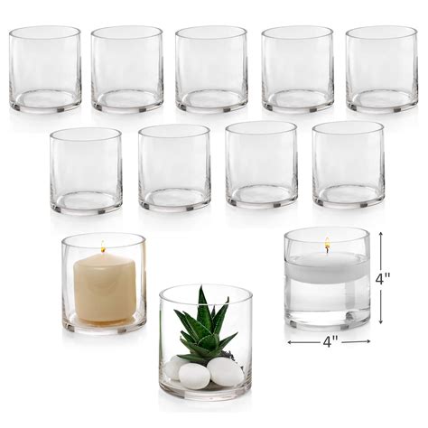 Buy Set Of 12 Glass Cylinder Vases 4 Inch Tall Multi Use Pillar Candle Floating Candles