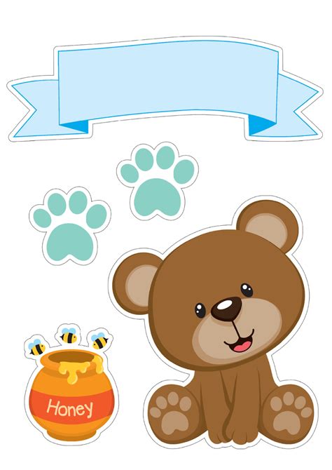 Bear Boy With Honey Free Printable Cake Toppers Oh My Baby