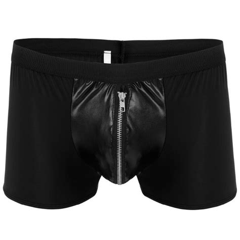 Underpants 2021 Sexy Men Boxer Briefs Bikinis Shorts Thong Zipper Pu