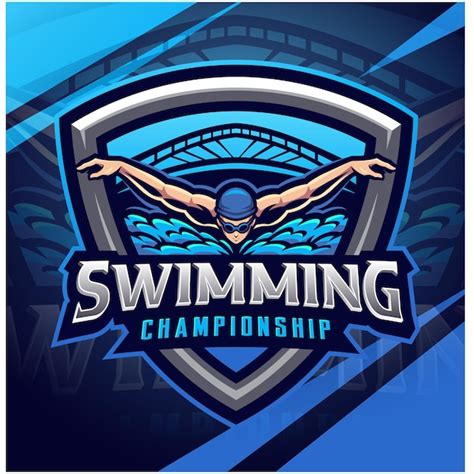 Premium Vector Swimming Championship Esport Mascot Logo Design