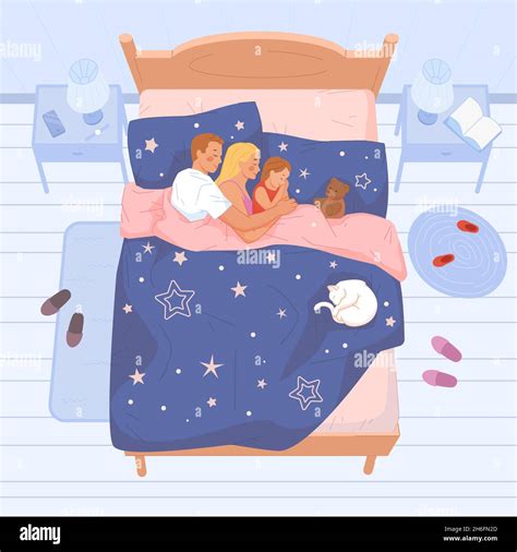 Child Parents Bedroom Asleep Stock Vector Images Alamy