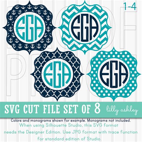 Monogram Svg Files Set Of 8 Cutting Files Svg Formats