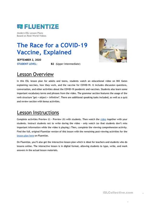 According to the coronavirus vaccine tracker, as of dec. The Race for a COVID-19 Vaccine, Explained - English ESL ...