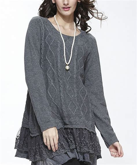 Another Great Find On Zulily Simply Couture Gray Cable Knit Layered