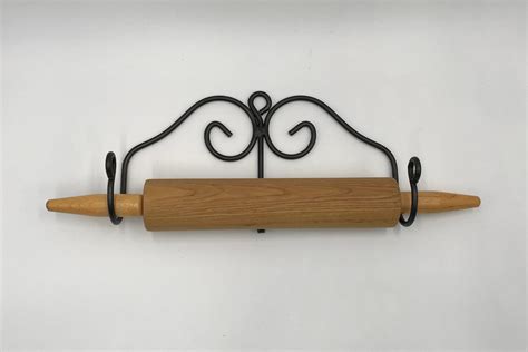 Wrought Iron Rolling Pin Holder Black Wall Dough Roller Holder Etsy