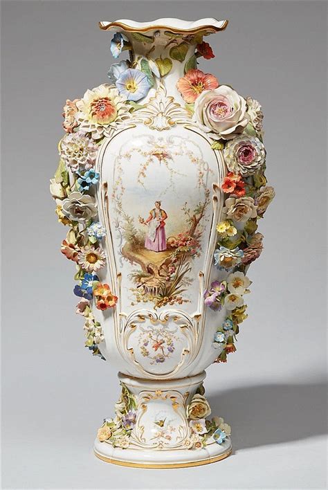 A Meissen Porcelain Flower Encrusted Vase