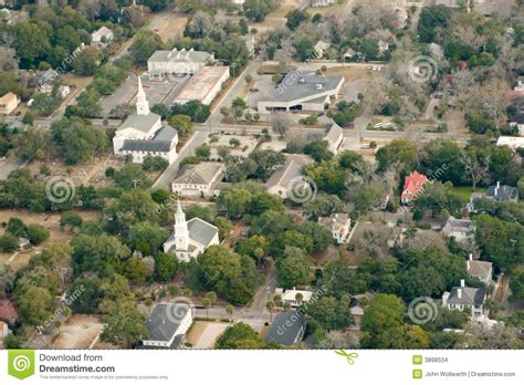 Aerial View Of Town Stock Photo Image Of Treetop