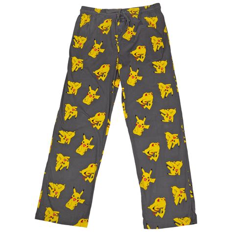 Pokemon Mens Gray Knit Pikachu Lounge Pants Sleep Pants Pajama Bottoms