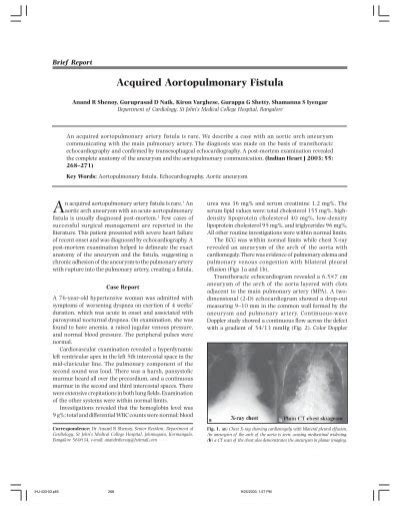 Acquired Aortopulmonary Fistula Cardiovascular Anthology