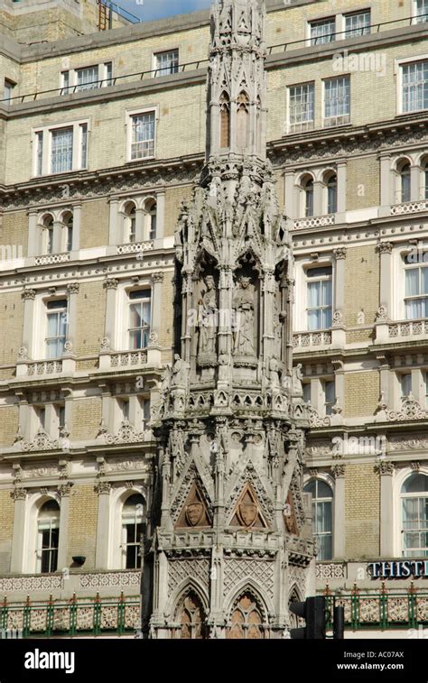 Victorian Monument Commemorating The Eleanor Cross Outside Charing