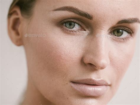 Natural Beauty Skin Woman Face Close Up Macro Model Beauty Stock Photo