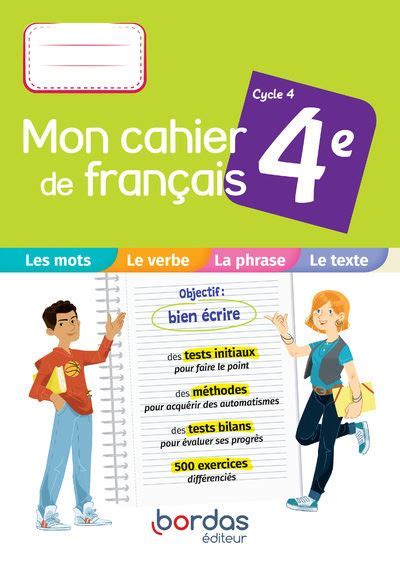 Mon Cahier De Français 4e 2021 Cahier De Lélève Broché Bénédicte