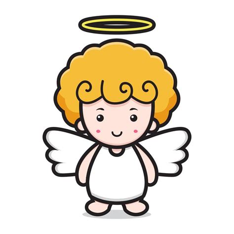 Cute Angel Cartoon Character Smile Face 2084159 Vector Art At Vecteezy