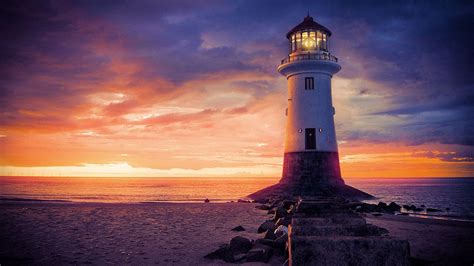 Lighthouse Amazing Sunsets Sunset