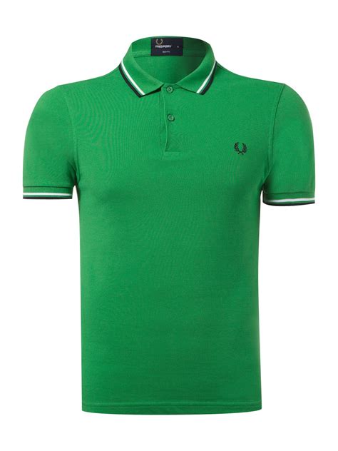 Fred Perry Twin Tipped Slim Fit Polo Shirt In Green For Men Field Green Lyst