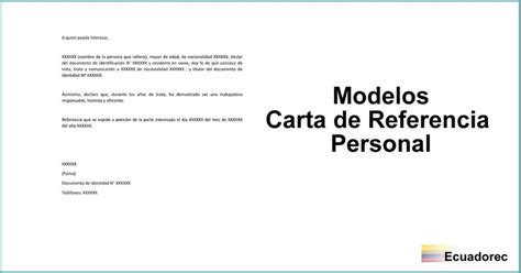 ¿cómo Hacer Una Carta De Referencia Personal Modelos