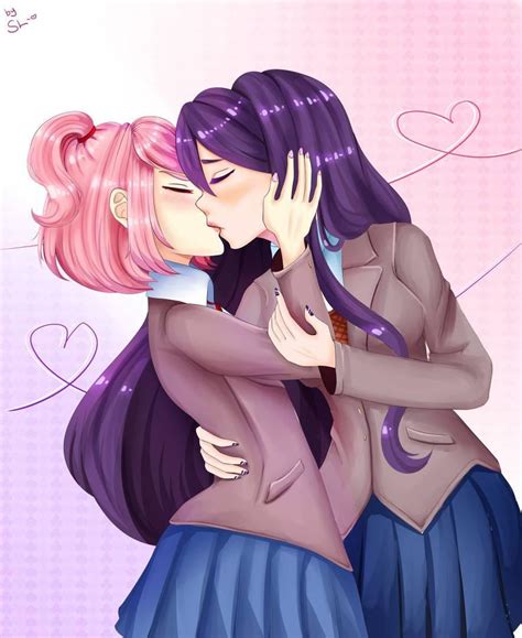 Yuri And Natsuki Kissing By Justciel R Ddlc