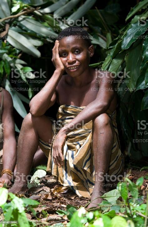 Women From A Tribe Of Pygmies Sit In The Forest Dzangasangha Forest
