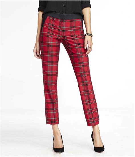 Tartan Plaid Studio Stretch Columnist Ankle Pant Express With Images
