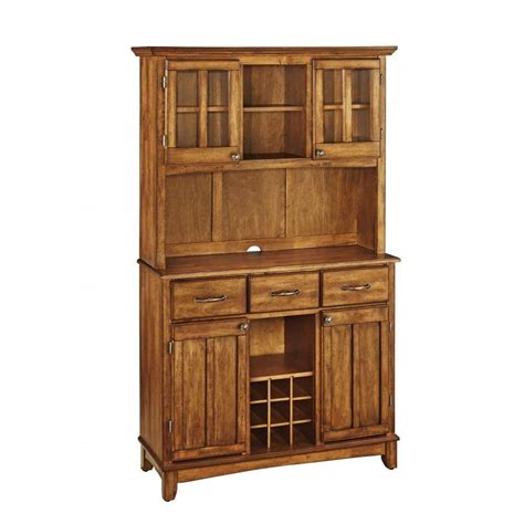 Homestyles Cottage Oak And Stainless Steel Buffet With Hutch 5100 0063