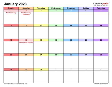 January 2023 Calendar Templates For Word Excel And Pdf From 2023