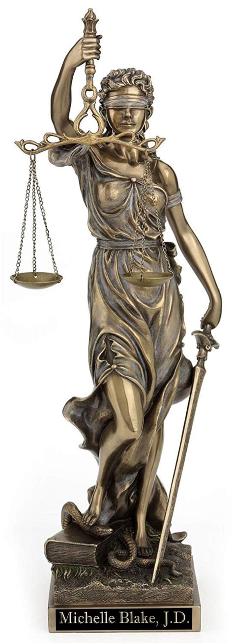 Lady Justice Blind Greek Goddess Themis Bronze Finish Sculpture Marble