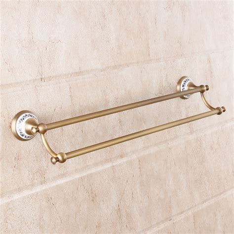antique brass oil towel bar 2 layer european porcelain bronze brushed towel holder rack bathroom