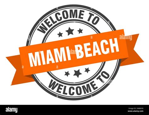 Miami Beach Stamp Welcome To Miami Beach Orange Sign Stock Vector