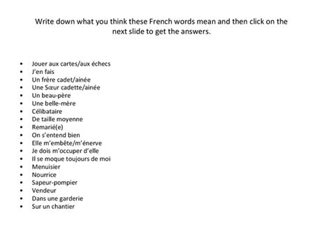 Complete Vocab Quiz Powerpoint For Edexcel Gcse French