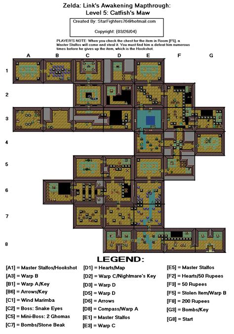 The Legend Of Zelda Links Awakening Dx Level 5 Catfishs Maw Map