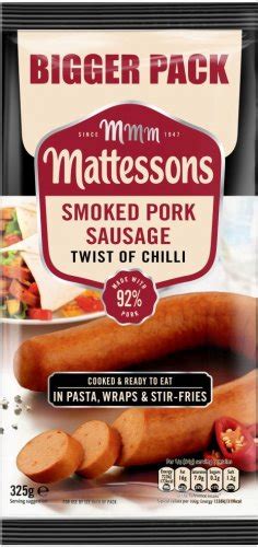 Mattessons Smoked Pork Sausage With A Twist Of Chilli 200g Only £1