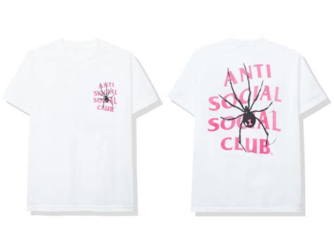 Anti Social Social Club Ds Pink Assc Spider Logo Bitter White Tee In
