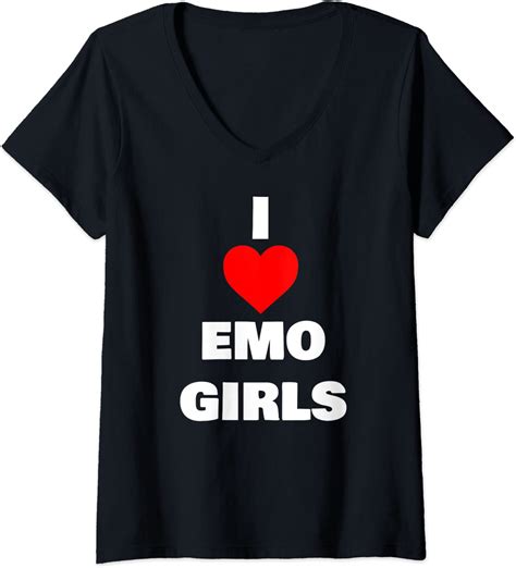 Womens I Love Emo Girls V Neck T Shirt Clothing Shoes