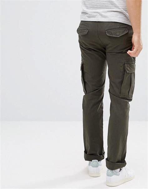 Celio Cuffed Cargo Pants In Khaki Green Cargo Pants Mens Fashion