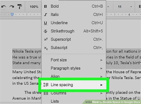 Whether you're working with the line spacing option in the format menu or on the toolbar, you have some other options too. 3 Ways to Double Space in Google Docs - wikiHow