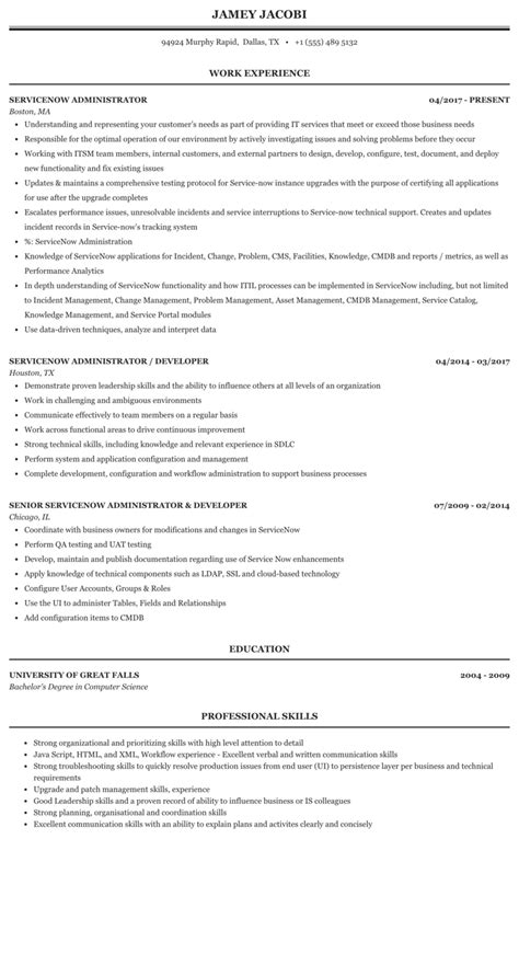 With a document like the systems administrator cv example, you can find out some of the typical daily tasks that come along with this systems administrator cv example. Servicenow Developer Resume Summary - Best Resume Examples