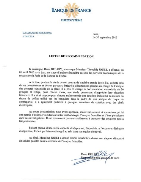 Lettre de recommandation