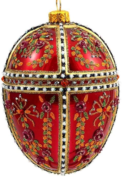 Faberge Inspired Jeweled Egg Ornament Red Home And Kitchen Hand Painted