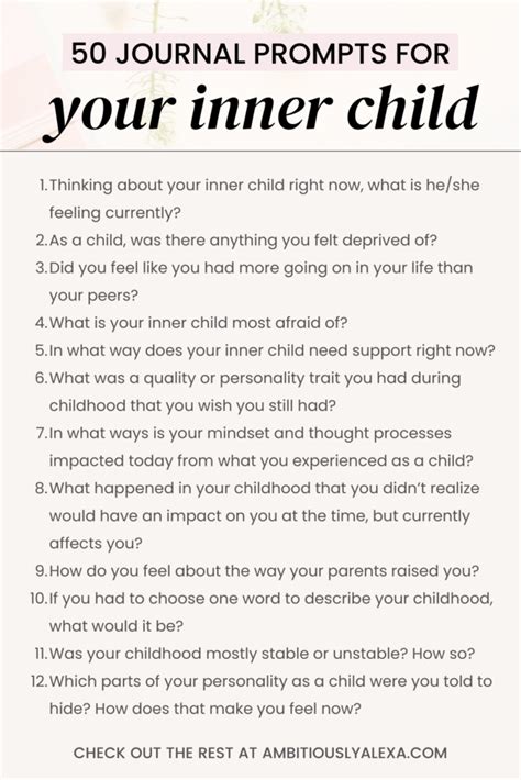 80 Insightful Inner Child Journal Prompts To Self Heal Ambitiously Alexa