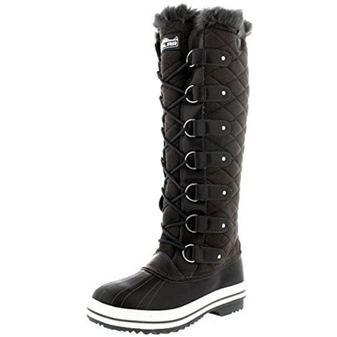 Polar Products Womens Quilted Knee High Duck Fur Lined Rain Lace Up Muck Snow Winter Boots 9