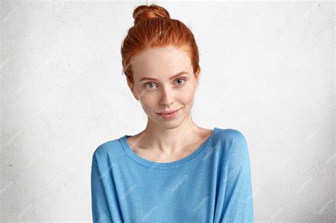 Free Photo Headshot Of Attractive Young Red Haired Female With Hair