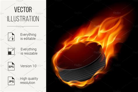 Regulation size hockey puck dimensions: Burning hockey puck ~ Graphics ~ Creative Market