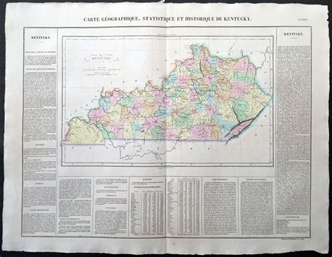 1825 Carey And Lea Buchon Large Antique Map Of The State Of Kentucky U
