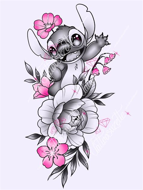 Lilo And Stitch Flower Drawing