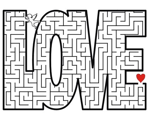 Valentines Mazes Dibujo Para Imprimir Valentines Love Maze Dibujo