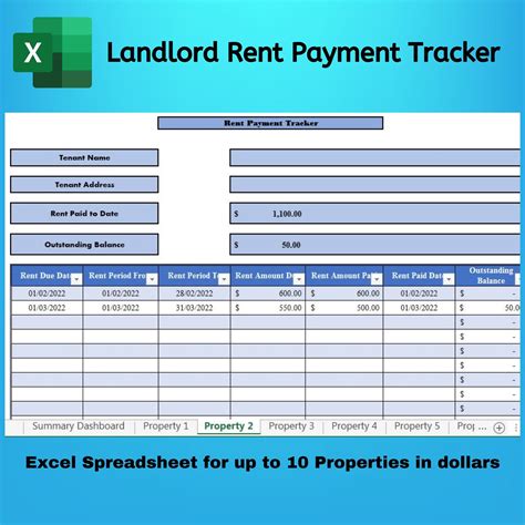 Landlord Rent Payment Tracker In Excel Usd Rental Property Tracker For