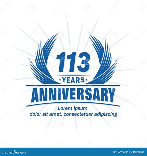 113 Years Anniversary Elegant Anniversary Design 113rd Years Logo